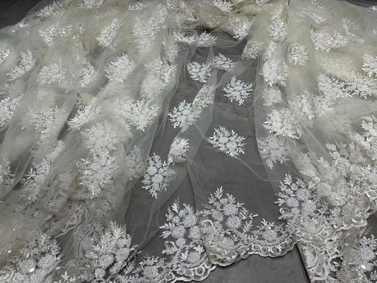 Off White Cut dana & Sequin Net ₹1850/per meter