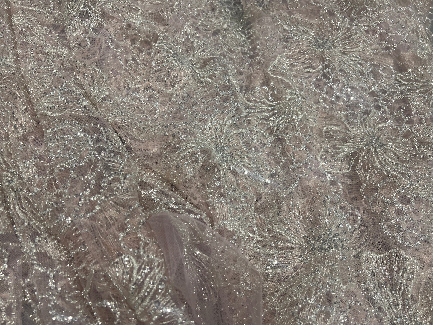 Powder Peach Cut dana & Sequin Net ₹2850/per meter